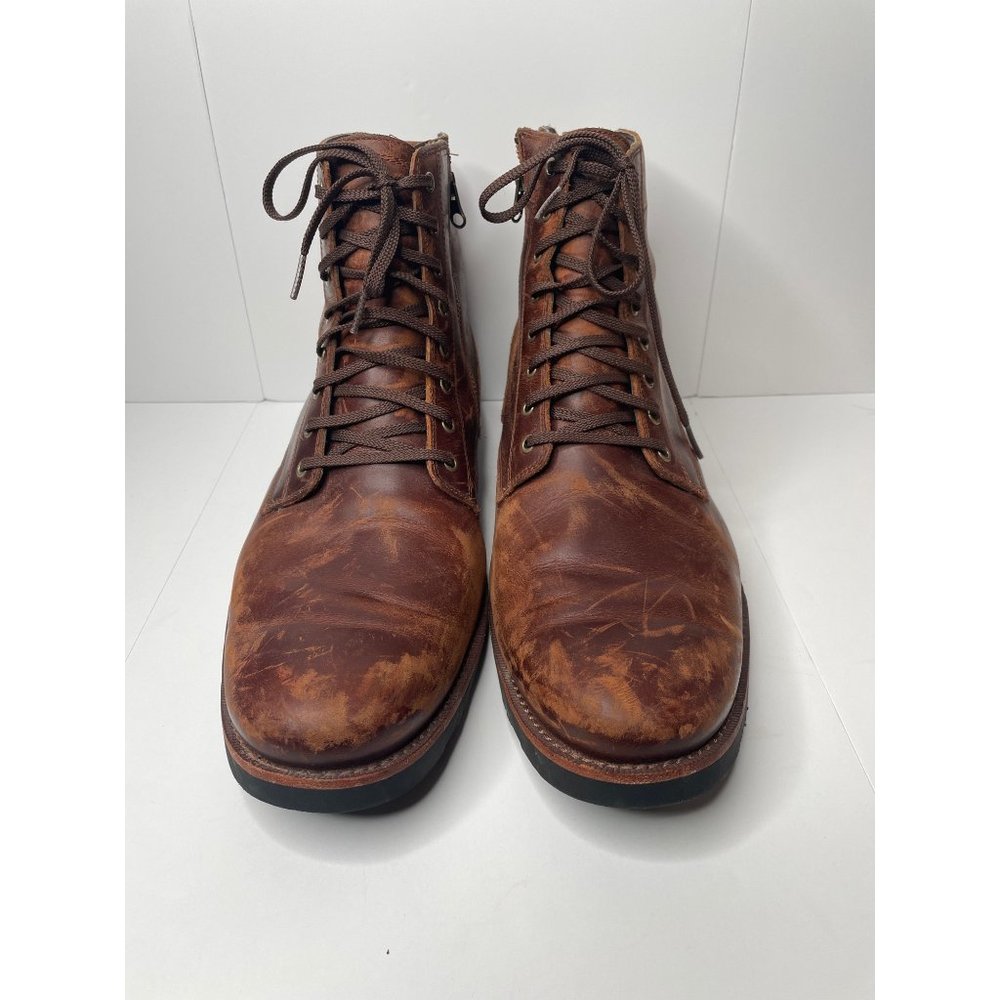 Timberland men's boot mirrorfit system ankle boot lace up side zip brown leather